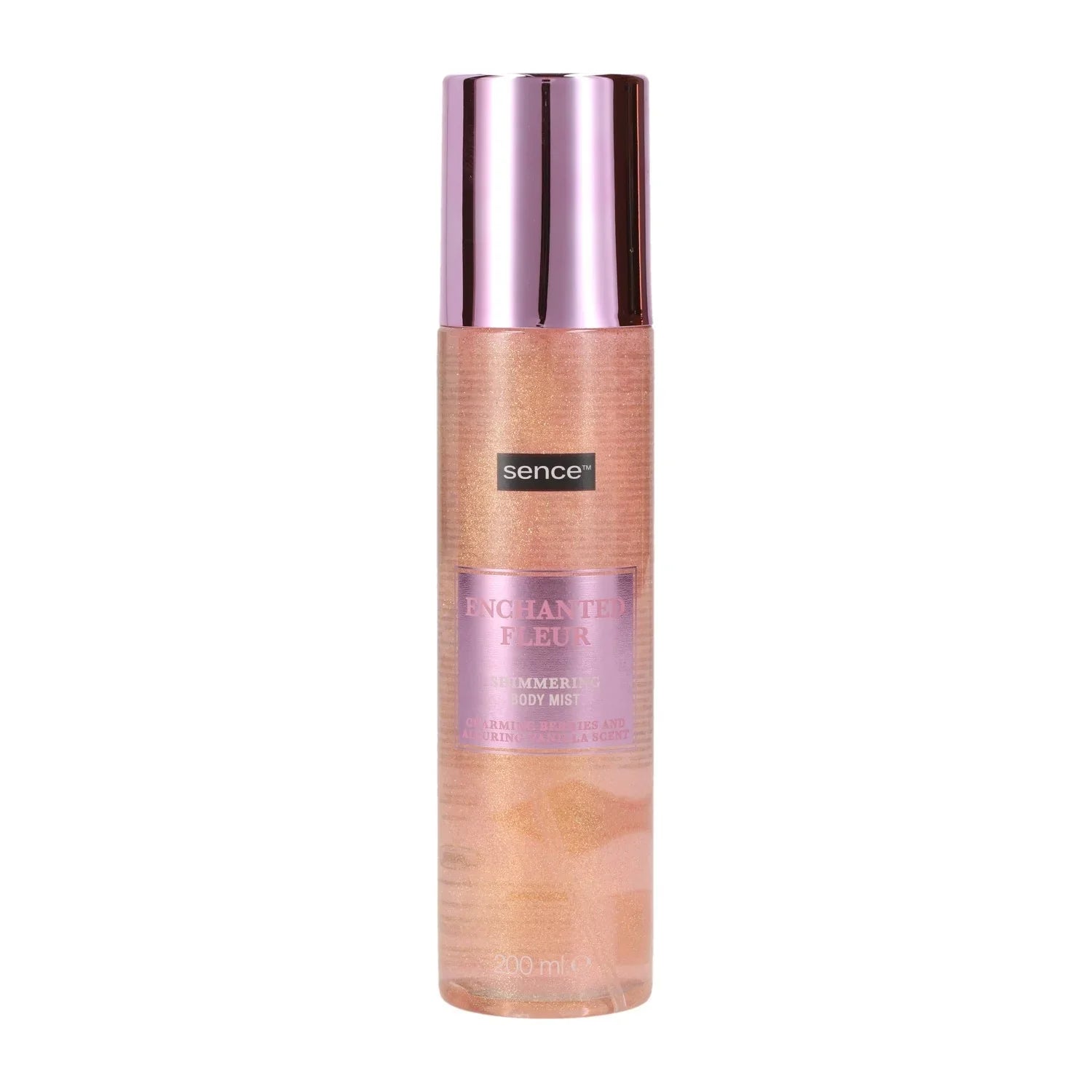 Spray Corp cu Sclipici Sence Enchanted Fleur Pink - Parfum Floral, Strălucire Roz Aurie, 200ml