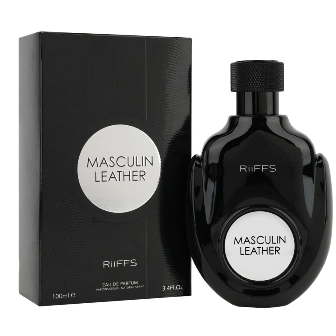 Set Cadou Masculin Leather Apa de Parfum 100ml + Gel De Dus 100ml + Lotiune de corp 100ml, Riiffs