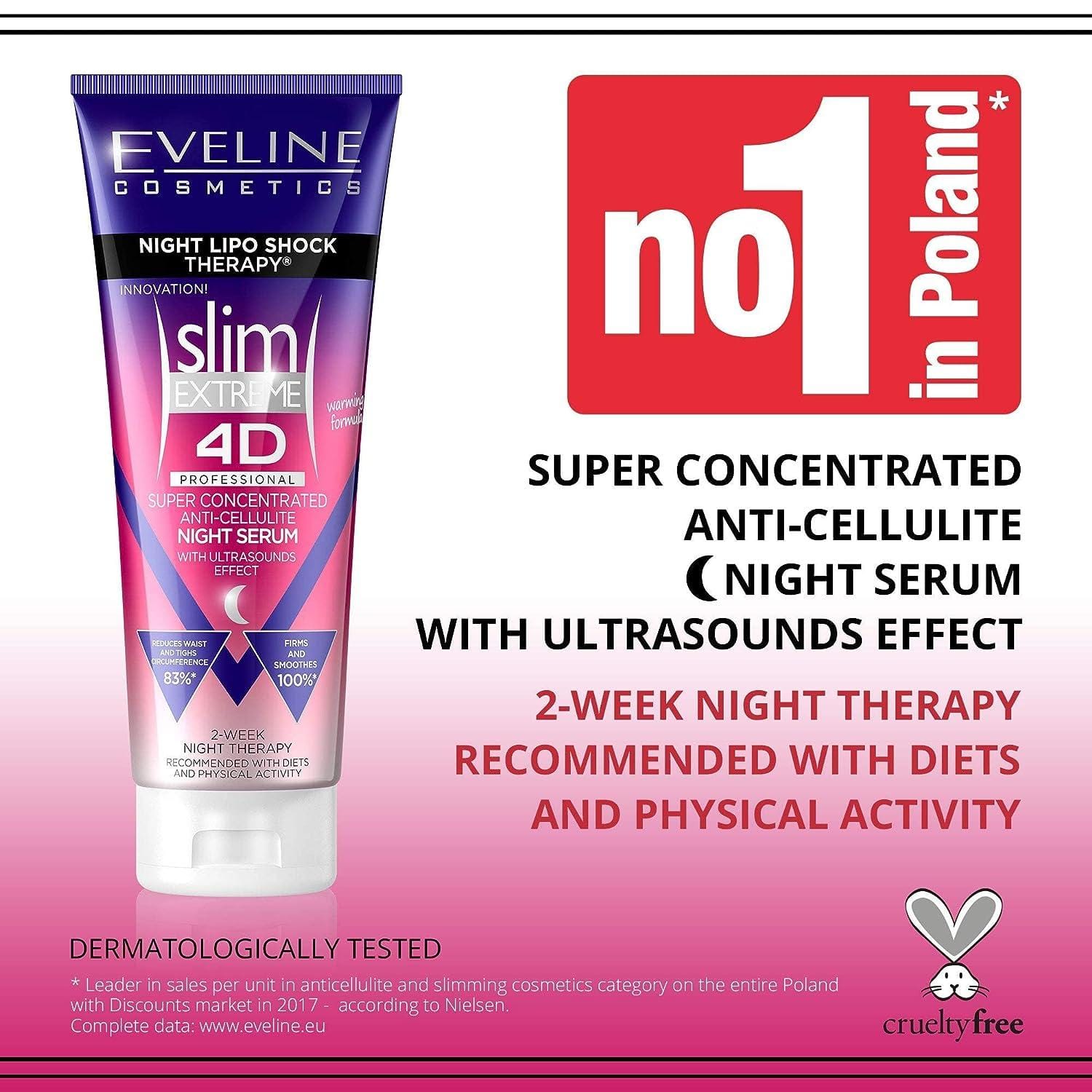 Cremă anticelulitică Eveline Cosmetics Firming Slim Extreme 4D Super Concentrată cu terapie lipo-șoc de noapte