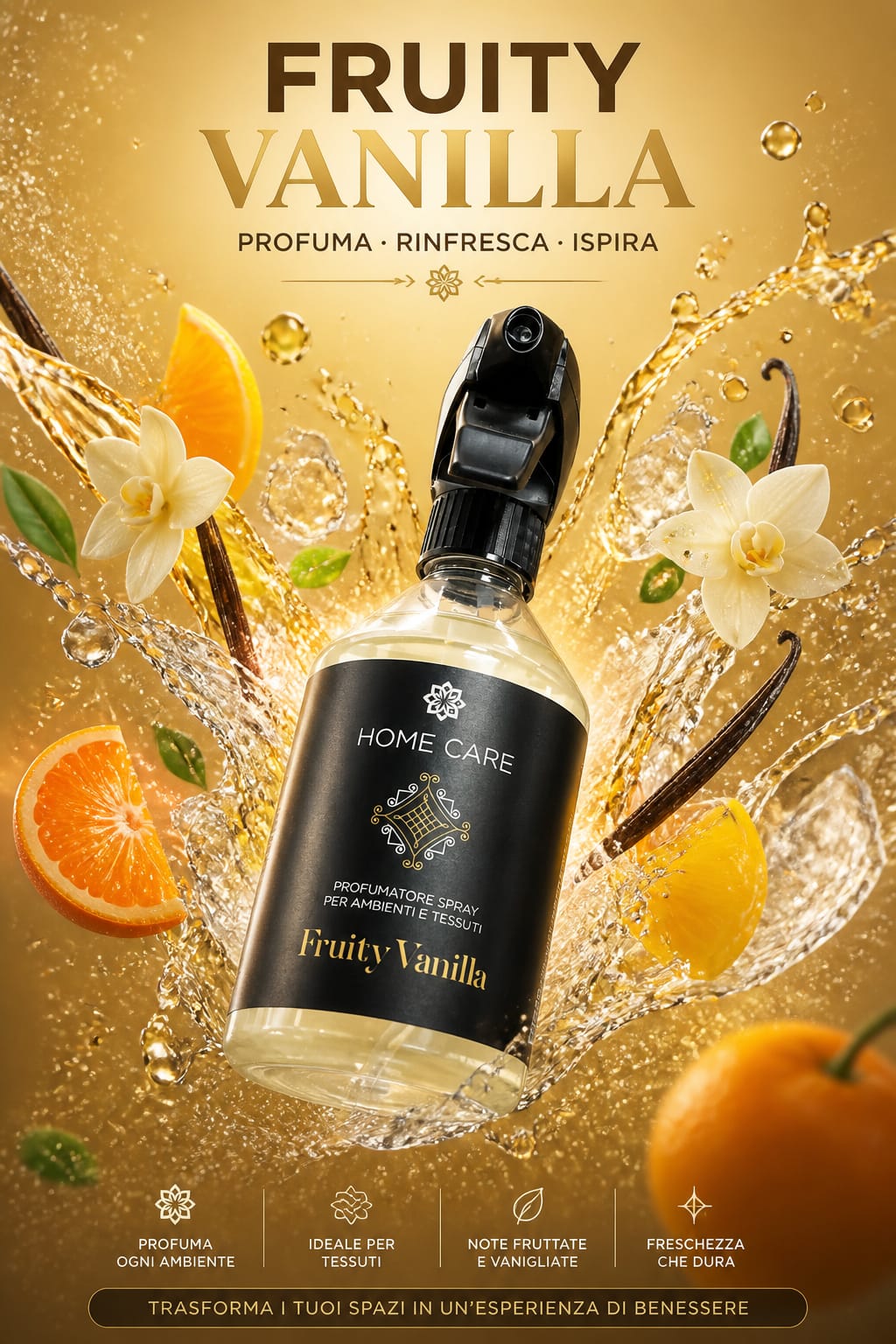 Home Care Fruity Vanilla – Odorizant Spray pentru Ambianță și Țesături