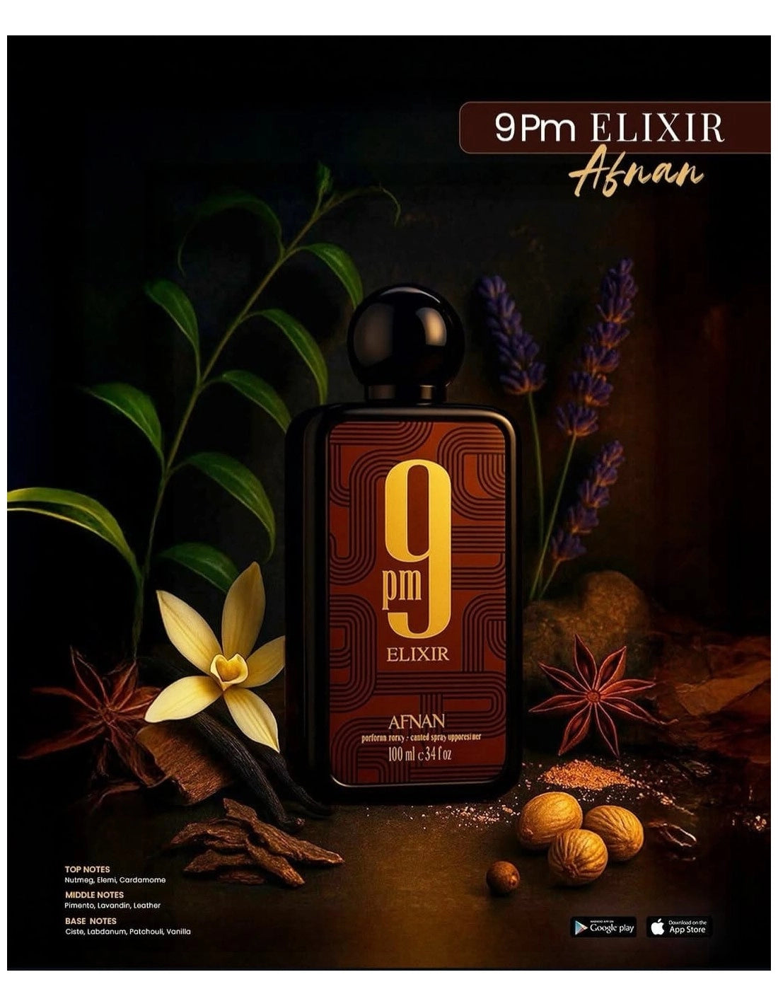 Afnan 9 PM Elixir apa de parfum de barbat 100 ml