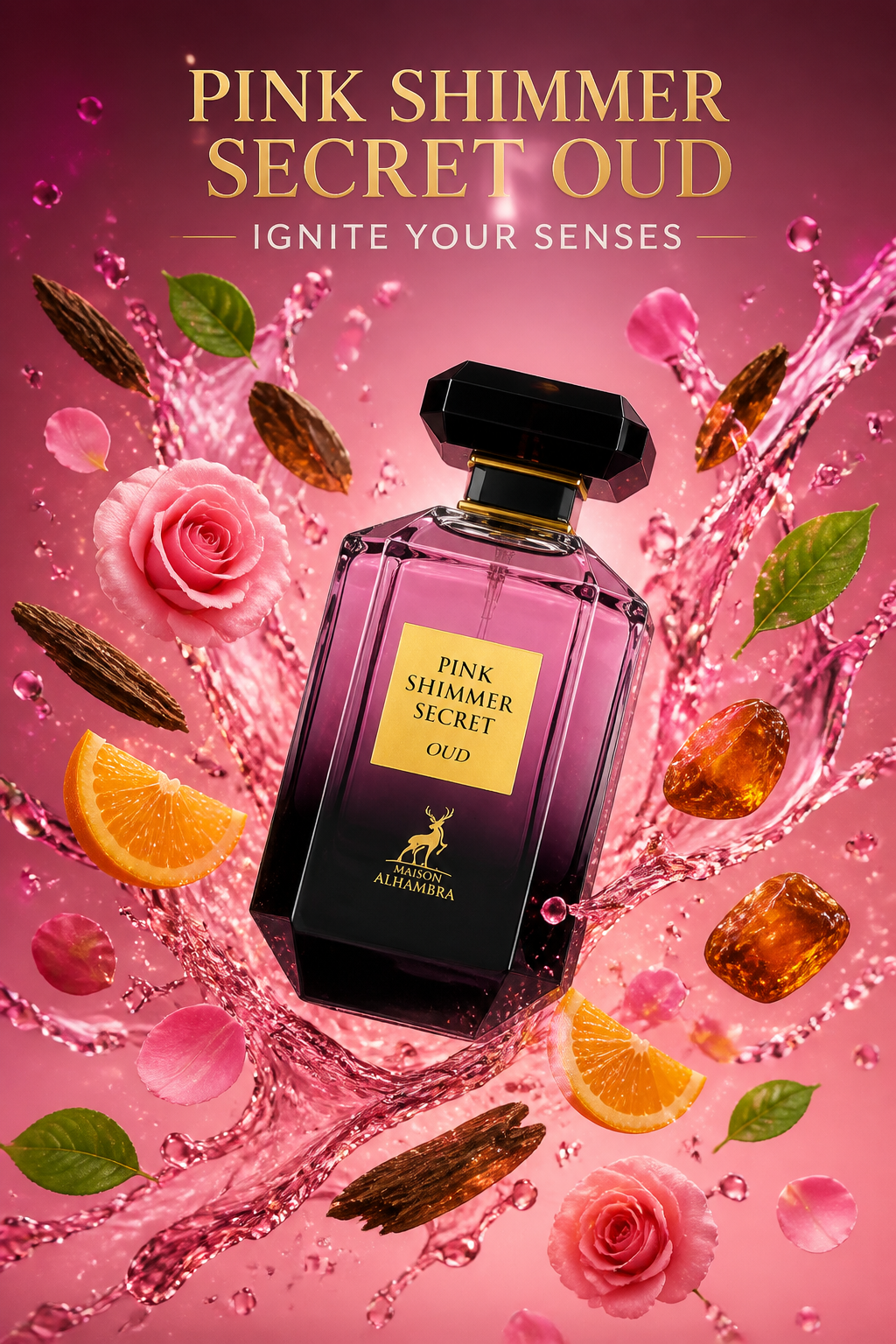 Maison Alhambra Pink Shimmer Secret Oud Eau de Parfum pentru Femei 100 ml