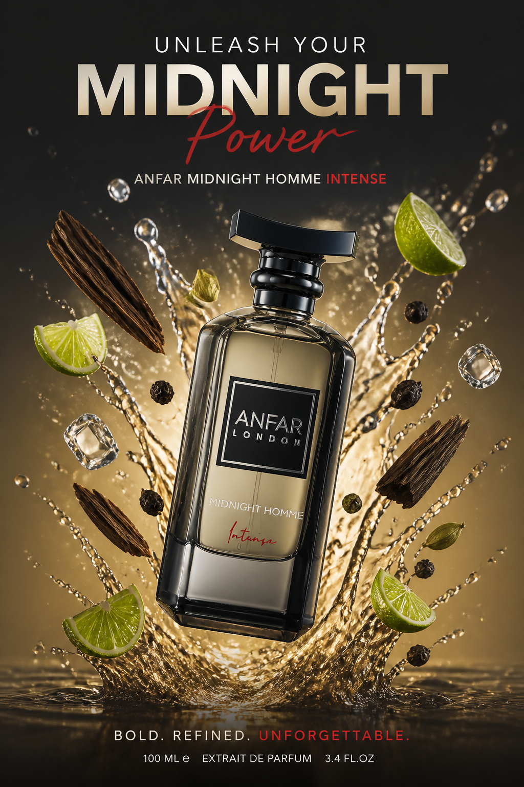 Anfar London Midnight Homme Intense Extrait de Parfum Bărbați 100 ml