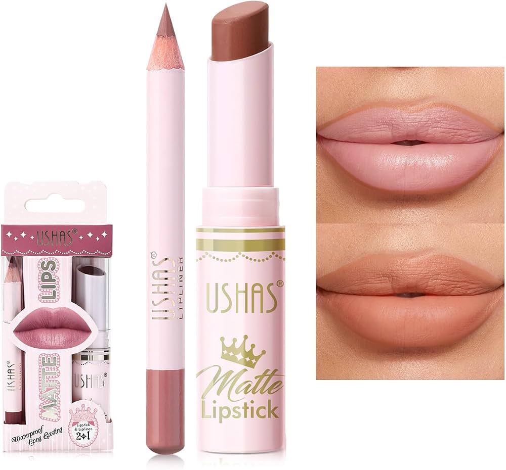 Ushas Matte Lips – Ruj Mat + Creion de Buze 2 în 1 S16