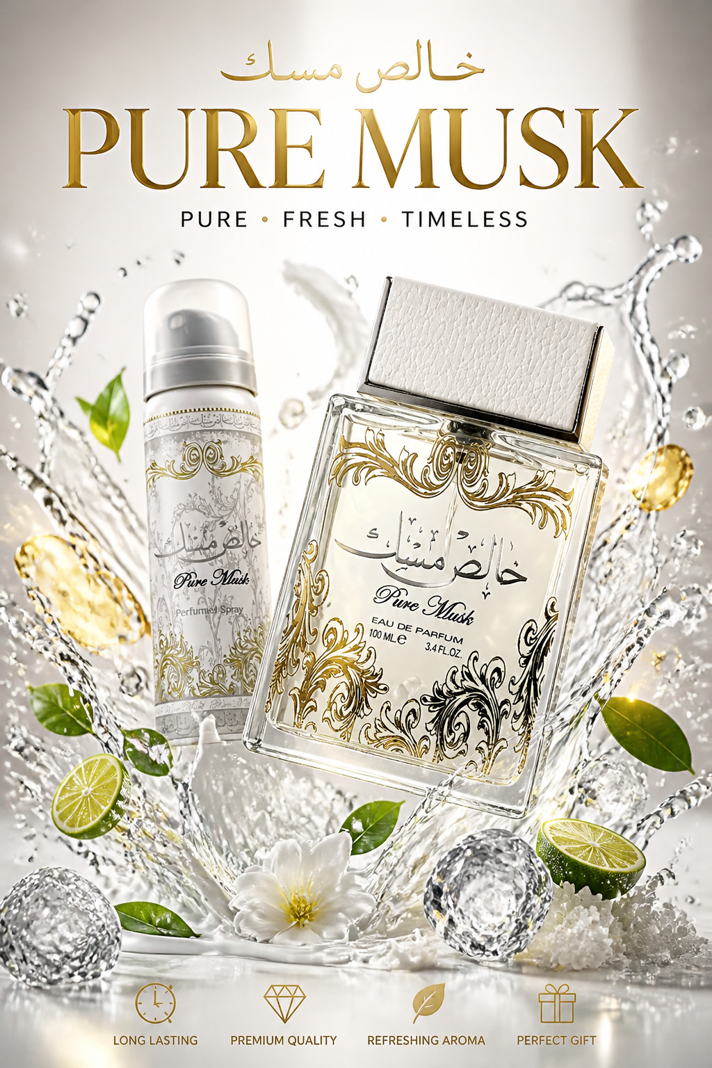 Set Lattafa Pure Musk Eau de Parfum 100 ml + Deodorant Spray 50 ml
