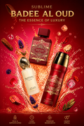 Set Lattafa Bade'e Al Oud Sublime 3 Piese – Eau de Parfum 100 ml, Deodorant Spray 200 ml și Parfum de Păr 50 ml