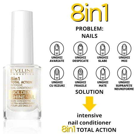 Tratament unghii Eveline 8in1 Gold Shine Total Action